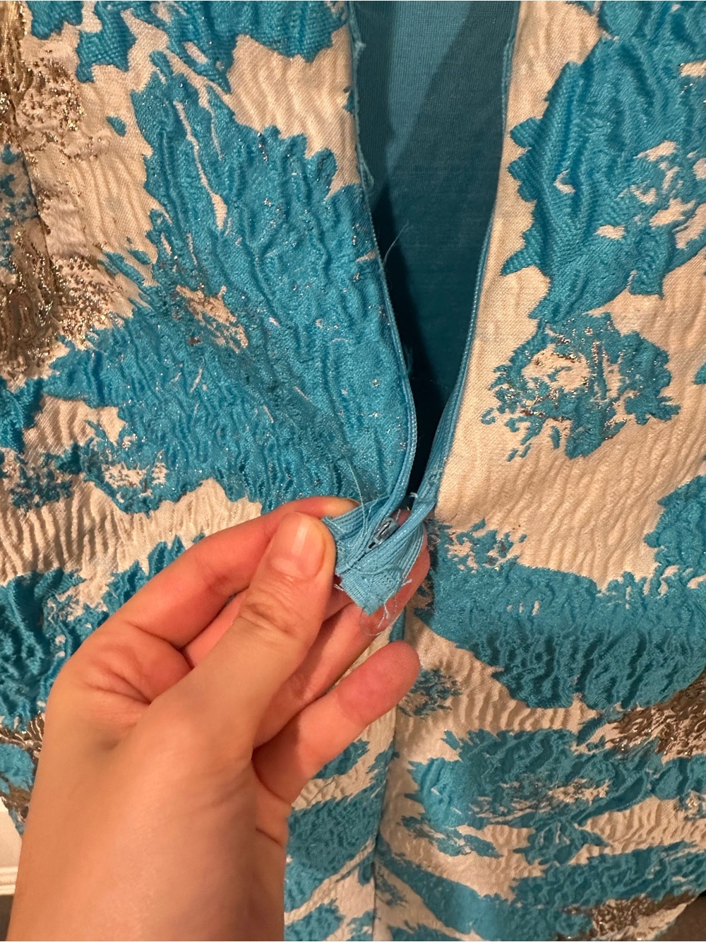 Turquoise Floral Ruffle Sheath Dress - Picture 4 of 5